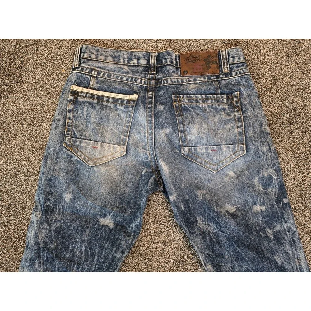 Heritage America 1776 Denim Distillery Men Jeans Gold Paint Splatter 34x33
